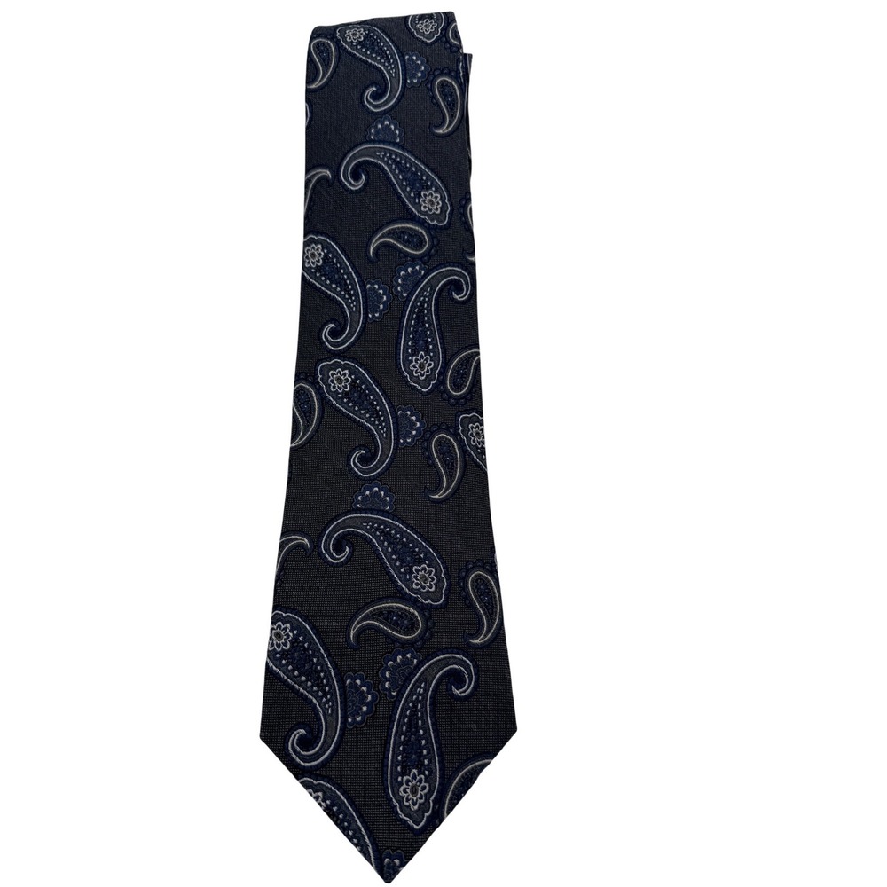 Brooks Brothers Mens Navy Blue Paisley Silk Viscose Blend Necktie 3.25 x59. (TG7